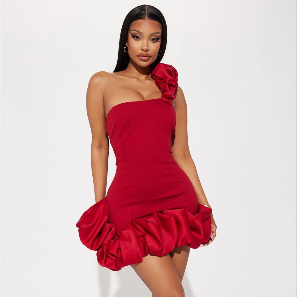 Fashion Nova Red One Shoulder Dress